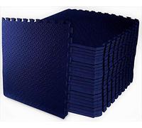 ComFy Mat Gym Flooring Mat, Foam Exercise Mats, Interlocking Puzzle EVA Floor Tiles, Non slip Rubber Cushion For Home Workout, Bonus Adhesives,24"X24"(60x60cm) Navy 16 TILES (64 Square Feet)