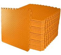 ComFy Mat Gym Flooring Mat, Foam Exercise Mats, Interlocking Puzzle EVA Floor Tiles, Non slip Rubber Cushion For Home Workout, Bonus Adhesives,24"X24"(60x60cm) Orange 16 TILES (64 Square Feet)