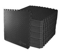 ComFy Mat Gym Flooring Mat, Foam Exercise Mats, Interlocking Puzzle EVA Floor Tiles, Non slip Rubber Cushion For Home Workout, Bonus Adhesives,24"X24"(60x60cm) Black 36 TILES (144 Square Feet)