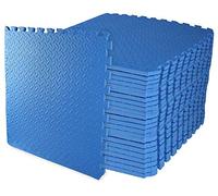 ComFy Mat Gym Flooring Mat, Foam Exercise Mats, Interlocking Puzzle EVA Floor Tiles, Non slip Rubber Cushion For Home Workout, Bonus Adhesives,24"X24"(60x60cm) Blue 40 TILES (160 Square Feet)