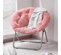 Comfy Moon Chair for Bedroom Foldable Accent Chair for Adults Pink Folding Chair Perfect for Small Spaces Cozy Furniture for Living Room or Relaxation.