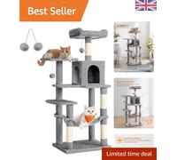 Comfy Multi-Level Cat Tree with 2 Pompoms and Easy Assembly - Light Grey Style