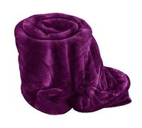 Comfy Night Soft Luxury Fake Faux Fur Mink Throw Sofa Bed Blanket (Aubergine/Purple, King (200 x 240))