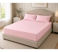 Comfy Nights 100% Egyptian Cotton 200 Thread Count Fitted Bed Sheet (Pillowcases Pair, Pink)