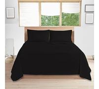 Comfy Nights 100% Egyptian Cotton Single Size Flat Bed Sheetn Black 200 Thread Count Soft Fade, Shrinkage and Wringle Resitan, Black - Single