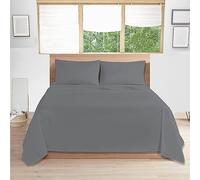 Comfy Nights 100% Egyptian Cotton Super King Size Flat Bed Sheet 200 Thread Count Soft Fade, Shrinkage and Wringle Resitant Grey - Super King