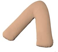 Comfy Nights 2 PACK Plain Polycotton Back & Neck Support V Shaped Orthopedic/Pregnency/Nursing Pillow Case (Latte)