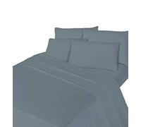 Comfy Nights Brushed Cotton Flannelette Sheet Set - Fitted Sheet, Flat Sheet & Pillow Case, Double - Grey