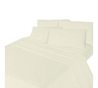 Comfy Nights Brushed Cotton Flannelette Sheet Set - Fitted Sheet, Flat Sheet & Pillow Case, Single - Cream