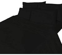 Comfy Nights Brushed Cotton Flannelette Sheet Set - Fitted Sheet, Flat Sheet & Pillow Case (Super King, Black)
