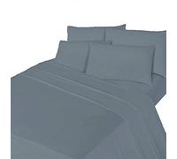 Comfy Nights Brushed Cotton Flannelette Sheet Set - Fitted Sheet, Flat Sheet & Pillow Case (Super King, Grey)