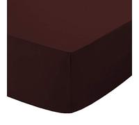 Comfy Nights Extra Deep 40Cm PolyCotton Easy Care Pecale Fitted Sheet Or Pillow Pair, Double - Chocolate/Brown