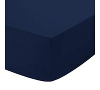 Comfy Nights Extra Deep 40Cm PolyCotton Easy Care Pecale Fitted Sheet Or Pillow Pair, Super King - Navy Blue
