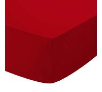 Comfy Nights Extra Deep 40Cm PolyCotton Easy Care Pecale Fitted Sheet Or Pillow Pair, Super King - Red