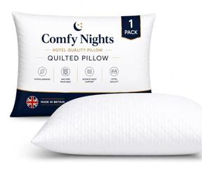 Comfy Nights Hotel Quality Pillows Pack of 1 - Soft Hollowfibre Filled Bed Pillows, Hypoallergenic Bounce Back Support, Quilted Cover, Anti-Allergy Pillows for Side, Back & Front Sleepers Pack of 1
