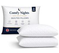 Comfy Nights Hotel Quality Pillows Pack of 2 - Soft Hollowfibre Filled Bed Pillows, Hypoallergenic Bounce Back Support, Quilted Cover, Anti-Allergy Pillows for Side, Back & Front Sleepers- 2Pack