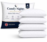 Comfy Nights Hotel Quality Pillows Pack of 4 - Soft Hollowfibre Filled Bed Pillows, Hypoallergenic Bounce Back Support, Quilted Cover, Anti-Allergy Pillows for Side, Back & Front Sleepers- 4 Pack
