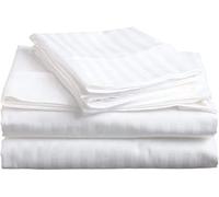 Comfy Nights Luxury Egyptian Cotton Extra Soft SATEEN STRIPE Flat Sheets Or Pillow Cases (White, Single)