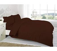 Comfy Nights Luxury Plain Dyed Pollycotton Duvet/Quilt Set (Double, Brown/Chocolate)