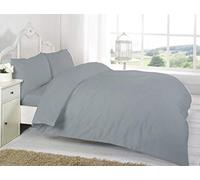 Comfy Nights Luxury Plain Dyed Pollycotton Duvet/Quilt Set (Double, Grey/Silver)