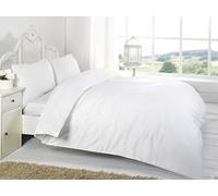 Comfy Nights Luxury Plain Dyed Pollycotton Duvet/Quilt Set (Double, White)