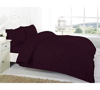 Comfy Nights Luxury Plain Dyed Pollycotton Duvet/Quilt Set (King, Plum)