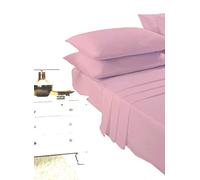 Comfy Nights Luxury Plain Dyed Pollycotton Sheet Set (Fitted Sheet, Flat Sheet & Pillow Pair) (Single, Pink)