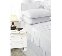 Comfy Nights Luxury Plain Dyed Pollycotton Sheet Set (Fitted Sheet, Flat Sheet & Pillow Pair) (Single, White)