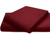 Comfy Nights PolyCotton Plain Dyed Flat Sheet Or Pillow Pair, King - Wine/Burgundy