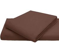 Comfy Nights PolyCotton Plain Dyed Flat Sheet Or Pillow Pair, Single - Brown/Chocolate