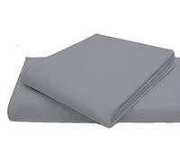 Comfy Nights PolyCotton Plain Dyed Flat Sheet Or Pillow Pair, Super King - Grey/Silver