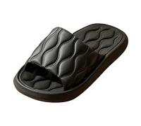 Comfy Open Toe Flat Sandals for Women Ladies Summer Fashion Colorful Soft Soles Comfortable Going Out To The Beach Non Bathroom Large Size Slippers Ladies Indoor Slippers Wide Fitting (Black,4)