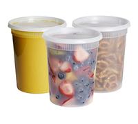 Comfy Package [24 Sets - 32 oz.] Plastic Deli Food Storage Freezer Containers With Airtight Lids