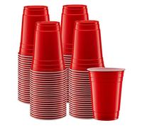 Comfy Package Disposable Party Plastic Cups [100 Pack - 18 oz.] Red Drinking Cups