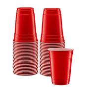Comfy Package Disposable Party Plastic Cups [18 oz. - 50 Count] Red Drinking Cups