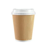 Comfy Package Gusto [12 oz. - 350 ml - 50 Sets] Insulated Kraft Ripple Paper Hot Cups, Disposable Coffee Cups with Lids - Ideal for Hot Beverages, Travel, and Office Use - Formerly