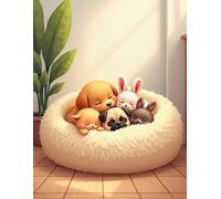 Comfy Paws Coloring Book: Bold and Easy Designs for Relaxation and Stress Relief: Cute Dogs, Cats, and Bunnies in Cozy Settings for Adults and Kids