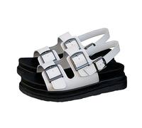 Comfy Sandals Woman Summer Sandals Women Retro Women's Summer Roman Thick Bottom Buckle Casual Sports Arch Fit Women With Arch Support (White, 5.5)