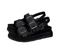 Comfy Sandals Woman Summer Sandals Women Retro Women's Summer Roman Thick Bottom Buckle Casual Sports Arch Fit Women With Arch Support (Black, 7)