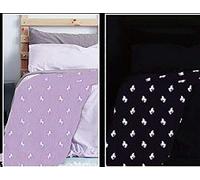 Comfy Tex Glow in The Dark Blanket Star Blanket,Supper Soft Blanket,Fleece Throw Blanket for All Season Unicorn & Stars, 100x150 cm (Lilac Unicorn)
