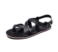 Comfy Toe Corrector Slippers, Mens Breathable Orthopedic Cross Straps Bunion Sandals with Adjustable Metal Buckle Strap, Non Slip Flip Flops Beach Slide, for Pain Relief Hallux Valgus(Black,6 UK)