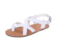 Comfy Toe Corrector Slippers, Mens Breathable Orthopedic Cross Straps Bunion Sandals with Adjustable Metal Buckle Strap, Non Slip Flip Flops Beach Slide, for Pain Relief Hallux Valgus(White,9.5 UK)