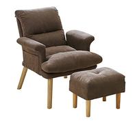 Comfy Upholstered Recliner Chair with OttomanLazy Single Sofa for Reading & Lounging in Balcony Living Room BedroomRelaxing Armchair by Oasal