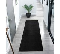 Desire Rugs Comfy Washable Low Pile Living Room Area Rug - Anti-slip Felt Backing Black 060x200cm, Black