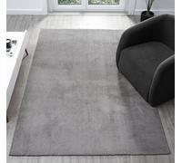 Desire Rugs Comfy Washable Low Pile Living Room Area Rug - Anti-slip Felt Backing Dark Grey 160x220cm, Grey