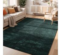 Comfy Washable Low Pile Living Room Area Rug - Anti-Slip Felt Backing Emerald 120Cm X 160Cm
