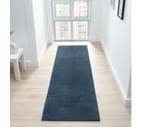 Desire Rugs Comfy Washable Low Pile Living Room Area Rug - Anti-slip Felt Backing Navy 060x200cm, Blue