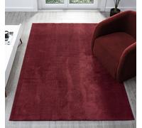 Comfy Washable Low Pile Living Room Area Rug - Anti-Slip Felt Backing Red 80Cm X 120Cm