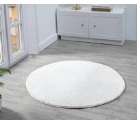 Comfy Washable Low Pile Living Room Area Rug - Anti-Slip Felt Backing Silver 100Cm Diameter