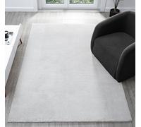 Comfy Washable Low Pile Living Room Area Rug - Anti-Slip Felt Backing Silver 120Cm X 160Cm